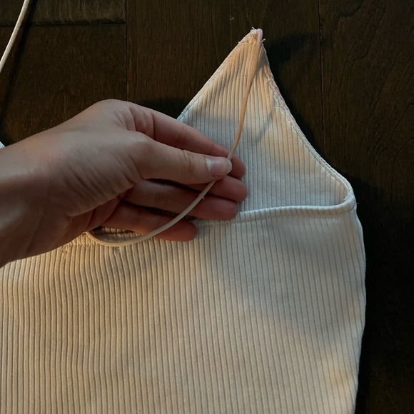 White Ribbed Cropped Tank Top - Picture 6 of 8